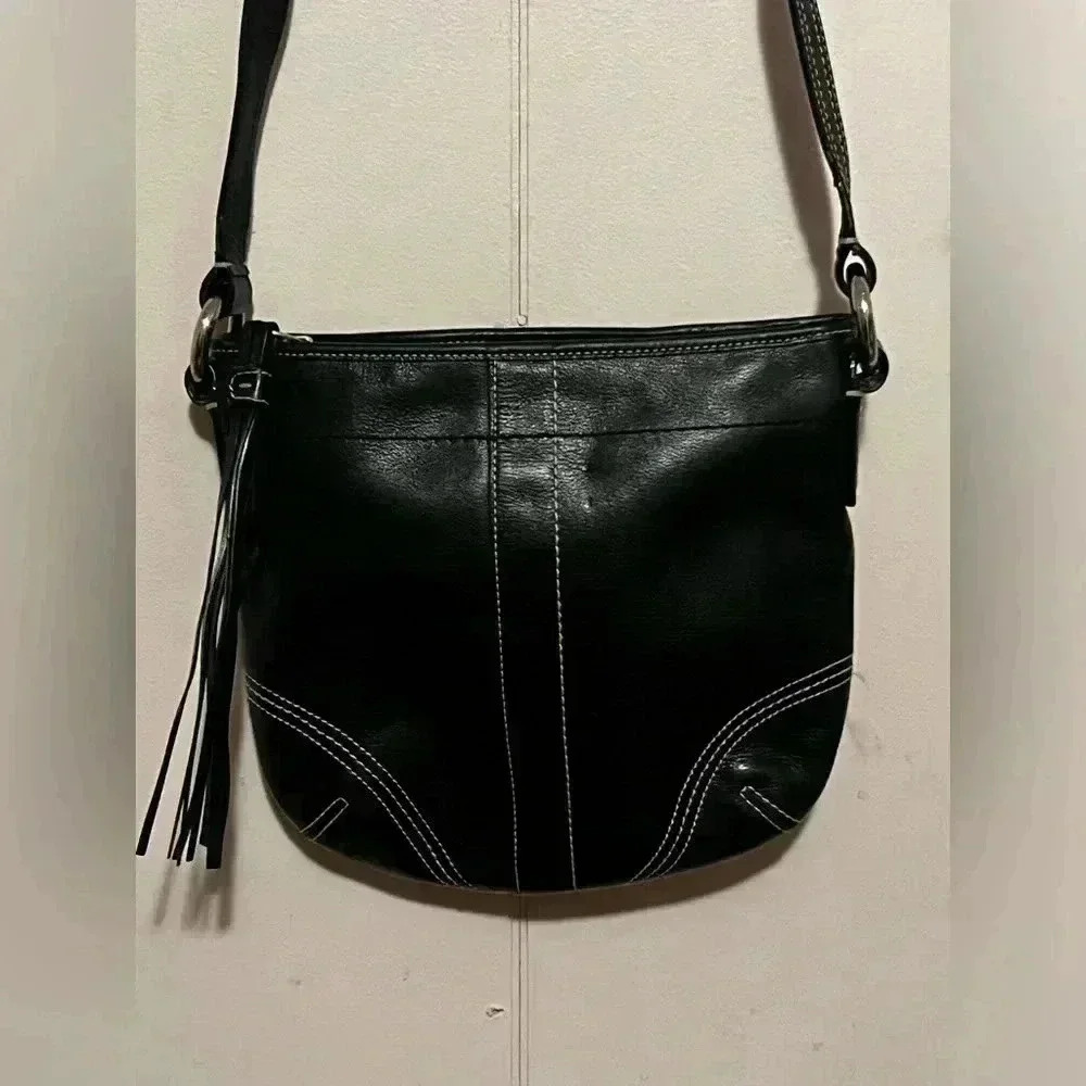 Vintage Coach Soho‎ Style Crossbody Soft Leather Black Bag EUC